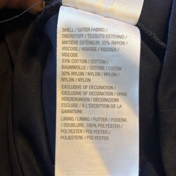 Isaac‎ Mizrahi Navy Blue Floral Lace Handkerchief Hem Midi Dress Sz XXS - Picture 10 of 10